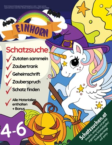 Einhorn Schatzsuche Kindergeburtstag & Halloweenparty 4-6 Jahre: Zutaten sammeln, Zaubertrank brauen, Schatz finden. Startklare zeitsparende Schnitzeljagd für Vielbeschäftigte. (Bravo Schatzsuche) Einhorn Schatzsuche Kindergeburtstag & Halloweenparty 4-6 Jahre: Zutaten sammeln, Zaubertrank brauen, Schatz finden. Startklare zeitsparende Schnitzeljagd für Vielbeschäftigte. (Bravo Schatzsuche)