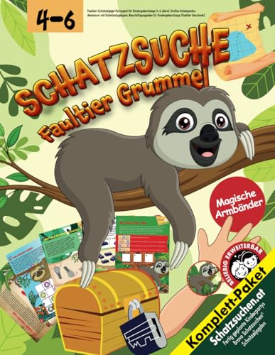 Faultier-Schnitzeljagd-Partyspiel für Kindergeburtstage (4-6 Jahre): Großes Schatzsuche- Abenteuer mit Schnitzeljagdspiel: Beschäftigungsidee für ... (Faultier Geschenk) (Bravo Schatzsuche)