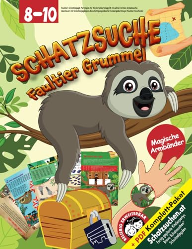 Faultier-Schnitzeljagd-Partyspiel für Kindergeburtstage 8-10 Jahre: Großes Schatzsuche-Abenteuer mit Schnitzeljagdspiel: Beschäftigungsidee für ... (Faultier Geschenk) (Bravo Schatzsuche)