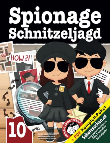 Geheimagenten Schnitzeljagd Kindergeburtstag ab 10 Jahre: Geheimagenten Schatzsuche für spannende Ermittlungen - Spiel mit Geheimagentenausweis und Hinweisjagd (Bravo Schatzsuche)