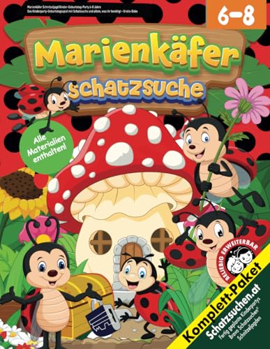 Marienkäfer Schnitzeljagd Kinder-Geburtstag-Party 6-8 Jahre: Das Kinderparty-Geburtstagsspiel mit Schatzsuche und allem, was ihr benötigt - Gratis-Deko (Bravo Schatzsuche)