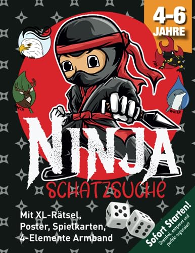 Ninja Abenteuer Schatzsuche Kindergeburtstag 4-6 Jahre: Ihr seid die neue Ninja-Generation mit einer Mission: Das 4-Elemente-Armband finden & den Bösewicht besiegen. (Bravo Schatzsuche)