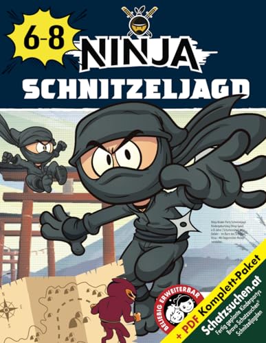 Ninja Kinder Party Schnitzeljagd Kindergeburtstag (Ninja Spiel) 6-8 Jahre: Schattenninjas in Gefahr - Im Bann des Schatten-Virus - Mit Gegenmittel-Rezept herstellen. (Bravo Schatzsuche)