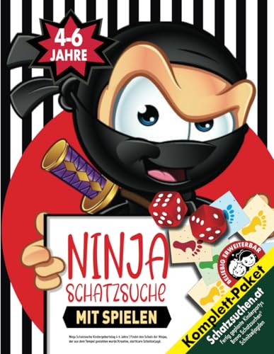 Ninja Schatzsuche Kindergeburtstag 4-6 Jahre: Findet den Schatz der Ninjas, der aus dem Tempel gestohlen wurde!Kreative, startklare Schnitzeljagd. (Bravo Schatzsuche)