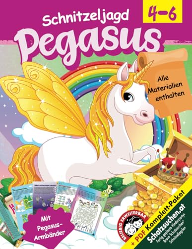 Pegasus Schnitzeljagd Geburtstag/Kindergeburtstag Party 4-6 Jahre: Die Legende von Pegasus und dem verlorenen Schatz – mit Armbändern & allen benötigten Materialien (Bravo Schatzsuche)