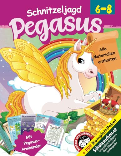 Pegasus Schnitzeljagd Geburtstag/Kindergeburtstag Party 6-8 Jahre: Die Legende von Pegasus und dem verlorenen Schatz – mit Armbändern & allen benötigten Materialien (Bravo Schatzsuche)