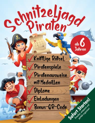 Piraten Schnitzeljagd Kindergeburtstag ab 6 Jahren: Arrrr ihr Landratten! Startet ins spannende Abenteuer mit Pirat Parrot. Mit Piratenausweis, Medaillen & allen Materialien. Piraten Schnitzeljagd Kindergeburtstag ab 6 Jahren: Arrrr ihr Landratten! Startet ins spannende Abenteuer mit Pirat Parrot. Mit Piratenausweis, Medaillen & allen Materialien.