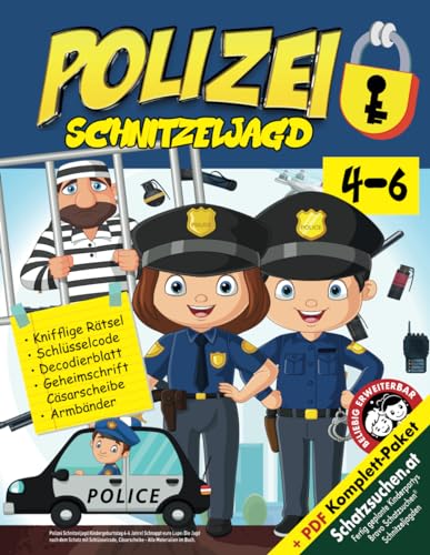 Polizei Schnitzeljagd Kindergeburtstag 4-6 Jahre: Schnappt eure Lupe: Die Jagd nach dem Schatz mit Schlüsselcode, Cäsarscheibe - Alle Materialien im Buch. (Bravo Schatzsuche)