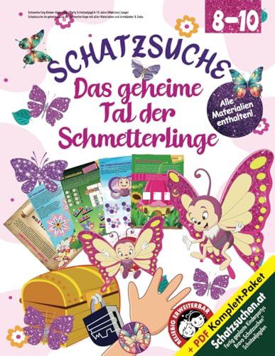 Schmetterling Kinder-Geburtstag/Party Schnitzeljagd 8-10 Jahre (Mädchen/Junge): Schatzsuche im geheimen Tag der Schmetterlinge mit allen Materialien und Armbänder & Deko. (Bravo Schatzsuche)