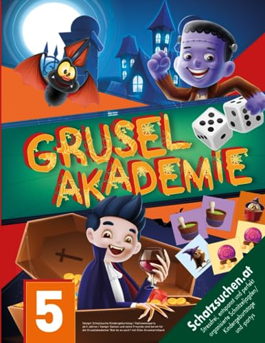 Vampir Schatzsuche Kindergeburtstag / Halloweenparty ab 5 Jahren: Vampir Damon und seine Freunde sind bereit für die Gruselakademie! Bist du es auch? mit Elite-Gruselarmband (Bravo Schatzsuche)