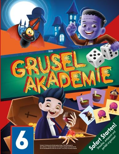 Vampir Schatzsuche Kindergeburtstag / Halloweenparty ab 6 Jahren: Vampir Damon und seine Freunde sind bereit für die Gruselakademie! Bist du es auch? mit Elite-Gruselarmband (Bravo Schatzsuche)