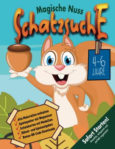 Waldtier Schatzsuche Kindergeburtstag 4-6 Jahre: Die magische Nuss - eine abwechslungsreiche Schnitzeljagd mit lustigen Spielstationen & Rätseln. Sofort startklar! Waldtier Schatzsuche Kindergeburtstag 4-6 Jahre: Die magische Nuss - eine abwechslungsreiche Schnitzeljagd mit lustigen Spielstationen & Rätseln. Sofort startklar!
