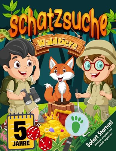 Waldtier Schatzsuche Kindergeburtstag ab 5 Jahren: Abenteuer im Wald - wer hat den Schatz gestohlen? Packende kreative Schnitzeljagd mit sympathischen Charakteren. (Bravo Schatzsuche)