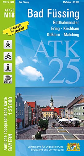 ATK25-N18 Bad Füssing (Amtliche Topographische Karte 1:25000): Rotthalmünster, Ering, Kirchham, Kößlarn, Malching, Rottal, Innviertel, Pockinger ... Amtliche Topographische Karte 1:25000 Bayern) von LDBV Bayern