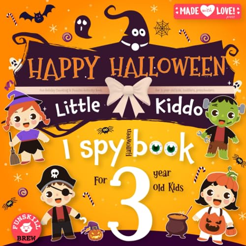 I Spy Halloween Book for 3 year old kids: Fun Holiday Counting & Puzzles Activity Book for 3 year old kids, toddlers, preschoolers