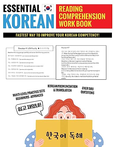 Essential Korean Reading Comprehension Workbook: Multi-Level Practice Sets With Over 500 Questions (Beginner Korean)