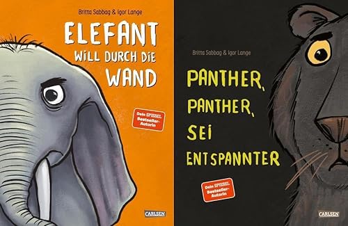 Elefant will durch die Wand + Panther, Panther, sei entspannter + 1 exklusives Postkartenset