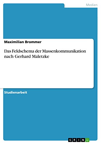 Das Feldschema der Massenkommunikation nach Gerhard Maletzke Das Feldschema der Massenkommunikation nach Gerhard Maletzke