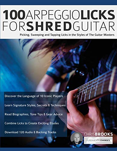 100 Arpeggio Licks for Shred Guitar: Picking, Sweeping and Tapping Licks in the Styles of The Guitar Masters (Learn Rock Guitar Technique, Band 1)
