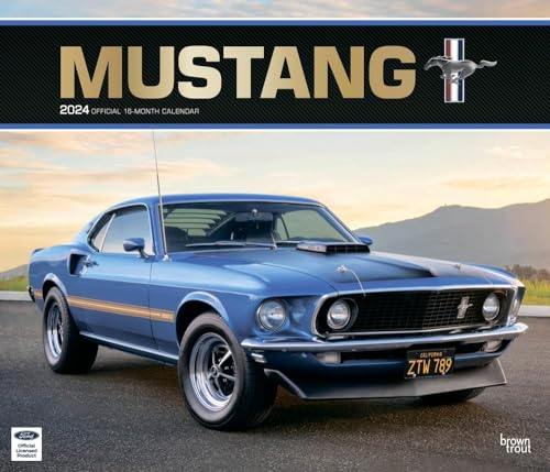 Mustang OFFICIAL | 2024 14 x 24 Inch Monthly Deluxe Wall Calendar | Foil Stamped Cover | BrownTrout | Ford Motor Muscle Car