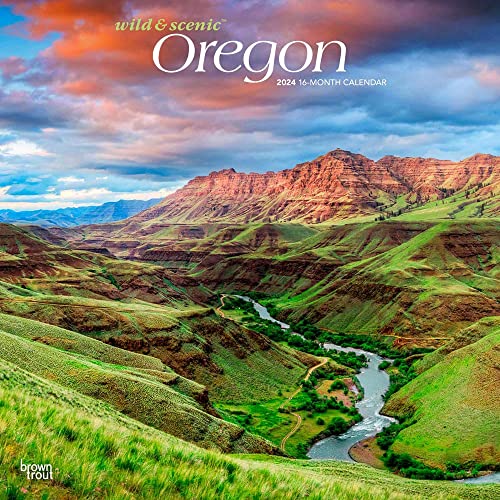 Oregon Wild & Scenic | 2024 12 x 24 Inch Monthly Square Wall Calendar | BrownTrout | USA United States of America Pacific West State Nature