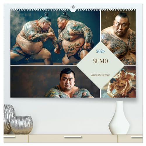 Sumo - Japans schwere Ringer (hochwertiger Premium Wandkalender 2025 DIN A2 quer), Kunstdruck in Hochglanz