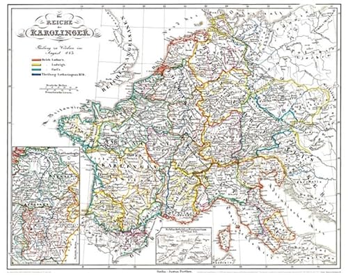 Hassenstein, Bruno Historische Karte: EUROPA - Die REICHE der KAROLINGER (Frankenreich), um 850 (Plano 73 x 59 cm von Rockstuhl, H