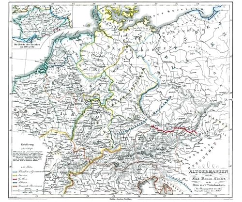 Historische Karte: DEUTSCHLAND ALTGERMANIEN (Alt-Germanien), um 450 (Plano 69 x 59 cm) von Rockstuhl, H