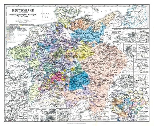 Historische Karte: DEUTSCHLAND zur Zeit des Dreissigjährigen Krieges. Dreißigjähriger Krieg 1618-1648 (Plano) von Rockstuhl Verlag