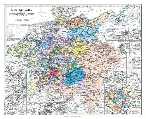 Historische Karte: DEUTSCHLAND zur Zeit des Dreissigjährigen Krieges. Dreißigjähriger Krieg 1618-1648 (Plano)