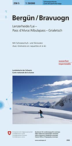 258S Bergün / Bravuogn Schneesportkarte: Lenzerheide/Lai - Pass d'Alvra/Albulapass - Grialetsch: Lenzerheide - Albulapass - Grialetsch. Mit Ski- und Snowboardrouten (Skitourenkarten 1:50 000)