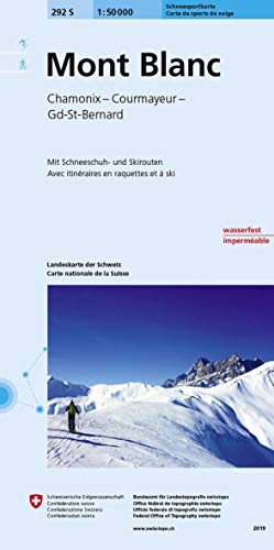 292S Mont Blanc Schneesportkarte: Chamonix - Courmayeur - Gd-St-Bernard (Skitourenkarten 1:50 000)