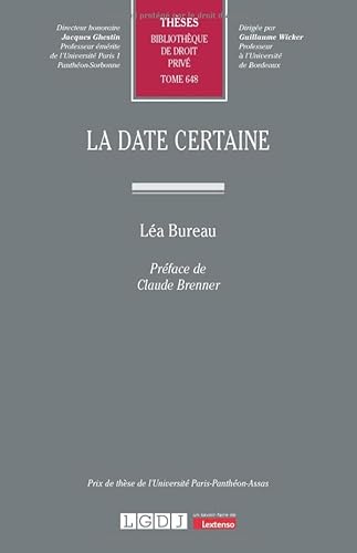 La date certaine (648) von LGDJ