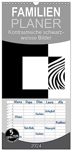 Familienplaner 2024 - Kontrastreiche schwarz-weisse Bilder mit 5 Spalten (Wandkalender, 21 cm x 45 cm) CALVENDO