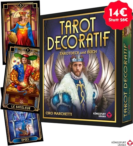 Tarot Décoratif: 78 Karten mit Buch (Tarotdeck und Tarotbuch, Art Deco, Deutsch, Ciro Marchetti) von Königsfurt Urania