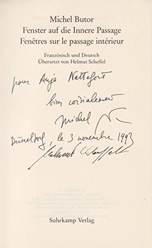Fenster auf die Innere Passage. Fenêtres sur le passage intérieur: Französisch und Deutsch. Übersetzt von Helmut Scheffel (Bibliothek Suhrkamp)