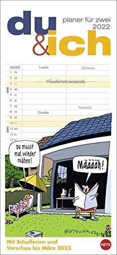 Butschkow: Planer für zwei - Du & ich Kalender 2022: Mit 2 Spalten. Mit Schulferien und Vorschau bis März 2023