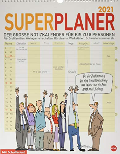 Butschkow: Superplaner Kalender 2021: Der grosse Notizkalender für bis zu acht Personen. von Heye