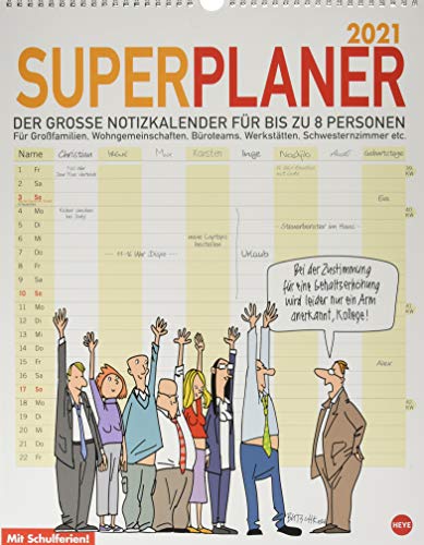Butschkow: Superplaner Kalender 2021: Der grosse Notizkalender für bis zu acht Personen.
