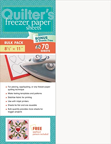 Quilter's Freezer Paper Sheets, Bulk Pack: 70 Sheets, 81/2 x 11