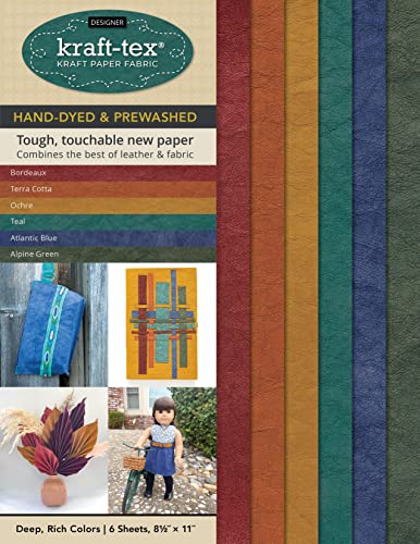 Kraft-tex Designer Sampler 6 Deep, Rich Colors Hand-dyed & Prewashed: Kraft Paper Fabric