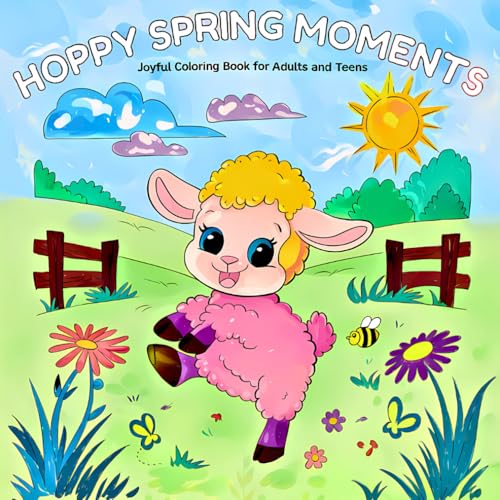 Hoppy Spring Moments: Joyful Coloring Book for Adults and Teens with Cute Farm & Forest Animals, Butterflies, Buzzing Bees & Sunny Blossom Moments von Independently published