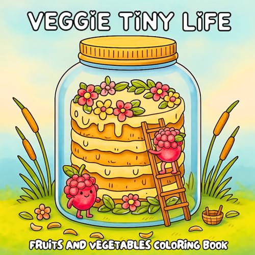 Veggie Tiny Life: Fruits and Vegetables Coloring Book for Adults and Teens Featuring Adorable Characters, Jar Landscapes, Peaceful Moments, and Creative Calm Scenes for Stress Relief von Independently published