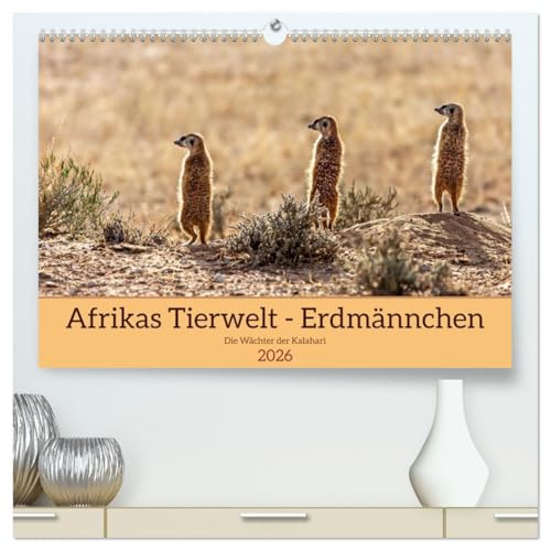 Afrikas Tierwelt - Erdmännchen (hochwertiger Premium Wandkalender 2026 DIN A2 quer), Kunstdruck in Hochglanz: Ganz nah dran an den supersymphatischen ... Kalahari beheimatet sind. (CALVENDO Tiere) von Calvendo