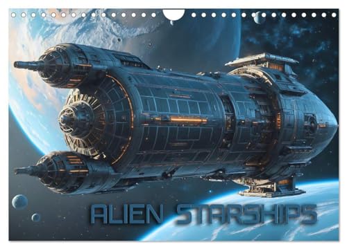 Alien Starships (Wandkalender 2025 DIN A4 quer), CALVENDO Monatskalender: Fantastische Illustrationen außerirdischer Raumschiffe auf der endlosen Reise durch fremde Galaxien (CALVENDO Technologie) von CALVENDO