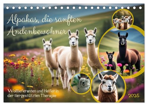 Alpakas, die sanften Andenbewohner (Tischkalender 2025 DIN A5 quer), CALVENDO Monatskalender von CALVENDO