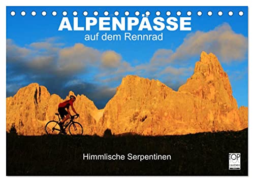 Alpenpässe auf dem Rennrad "Himmlische Serpentinen" (Tischkalender 2025 DIN A5 quer), CALVENDO Monatskalender von CALVENDO