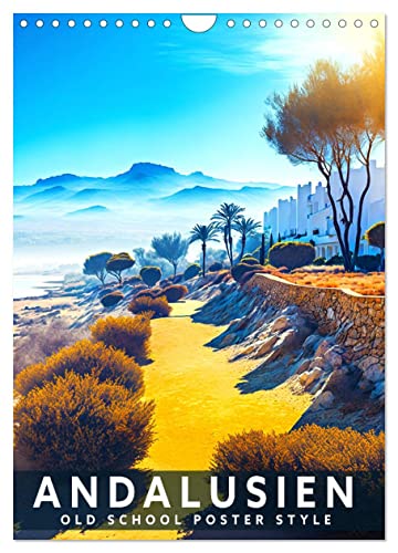 Andalusien - Old School Poster Style (Wandkalender 2025 DIN A4 hoch), CALVENDO Monatskalender von CALVENDO