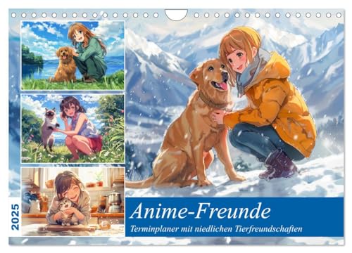 Anime-Freunde - Terminplaner mit niedlichen Tierfreundschaften (Wandkalender 2025 DIN A4 quer), CALVENDO Monatskalender von CALVENDO