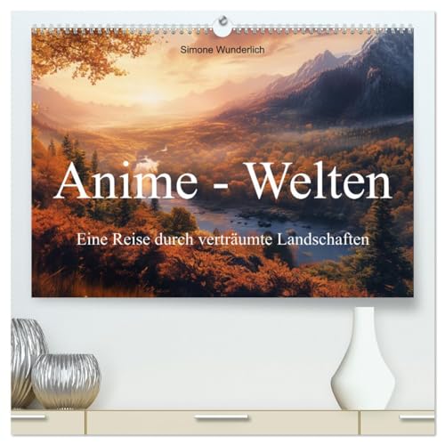 Anime - Welten: Eine Reise durch verträumte Welten (hochwertiger Premium Wandkalender 2025 DIN A2 quer), Kunstdruck in Hochglanz von CALVENDO